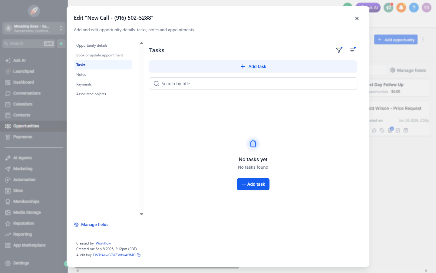 The Tasks tab inside a deal card